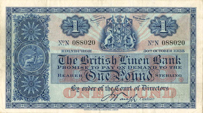 Scotland - 1 Pound - P-157a - 1935 dated Foreign Paper Money